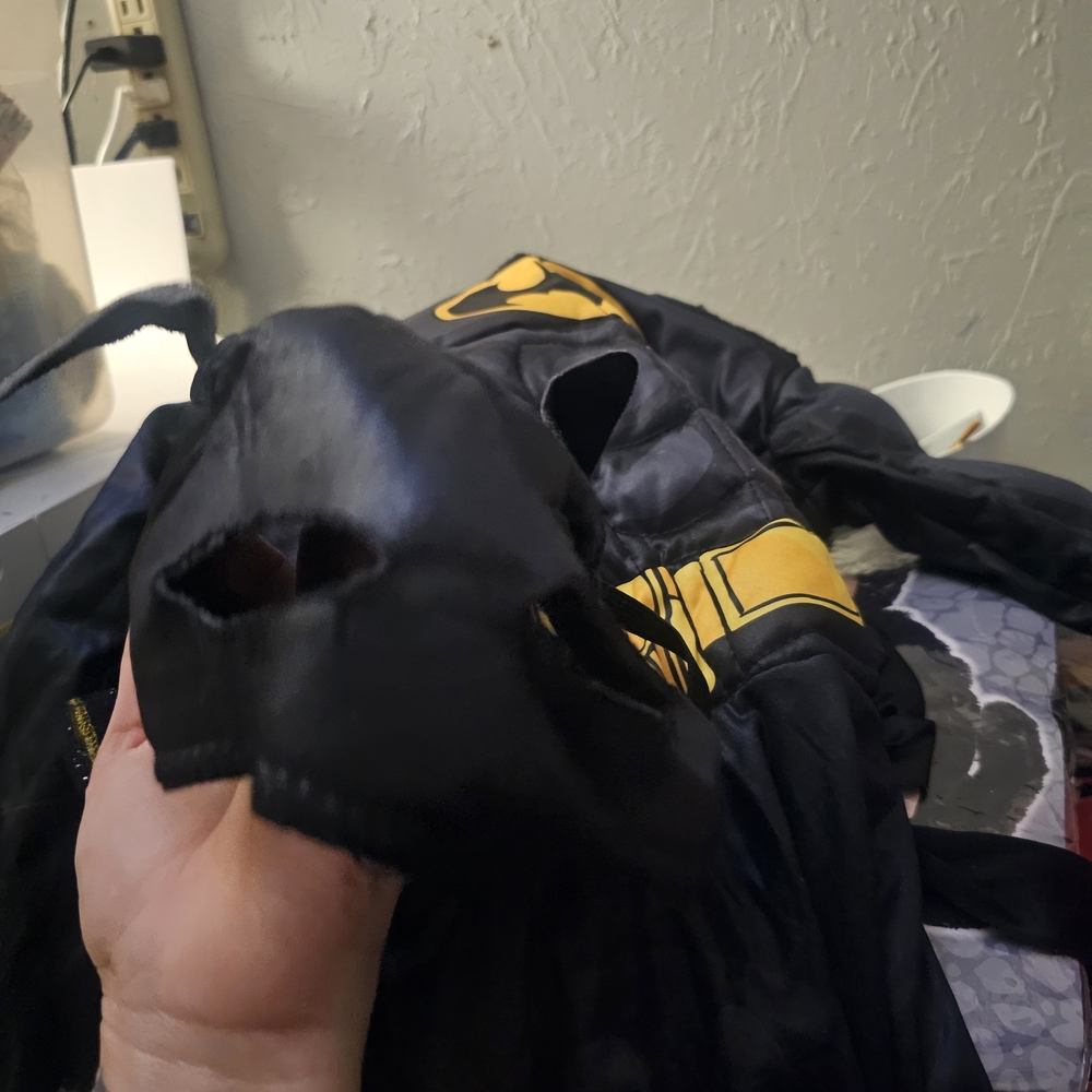 Black Superhero Costume with Yellow Emblem